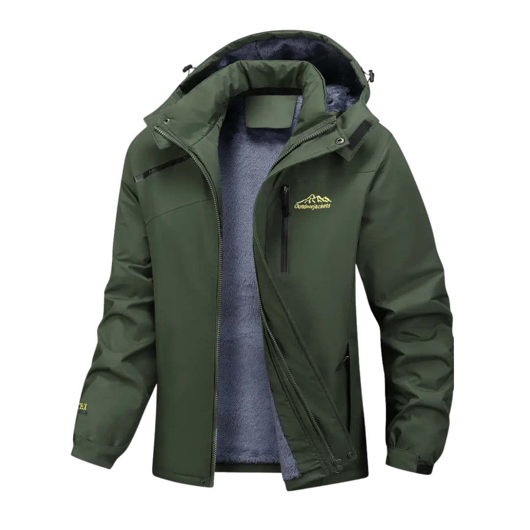 Varm herre vinterjakke – tyk plydsfor – vandtæt