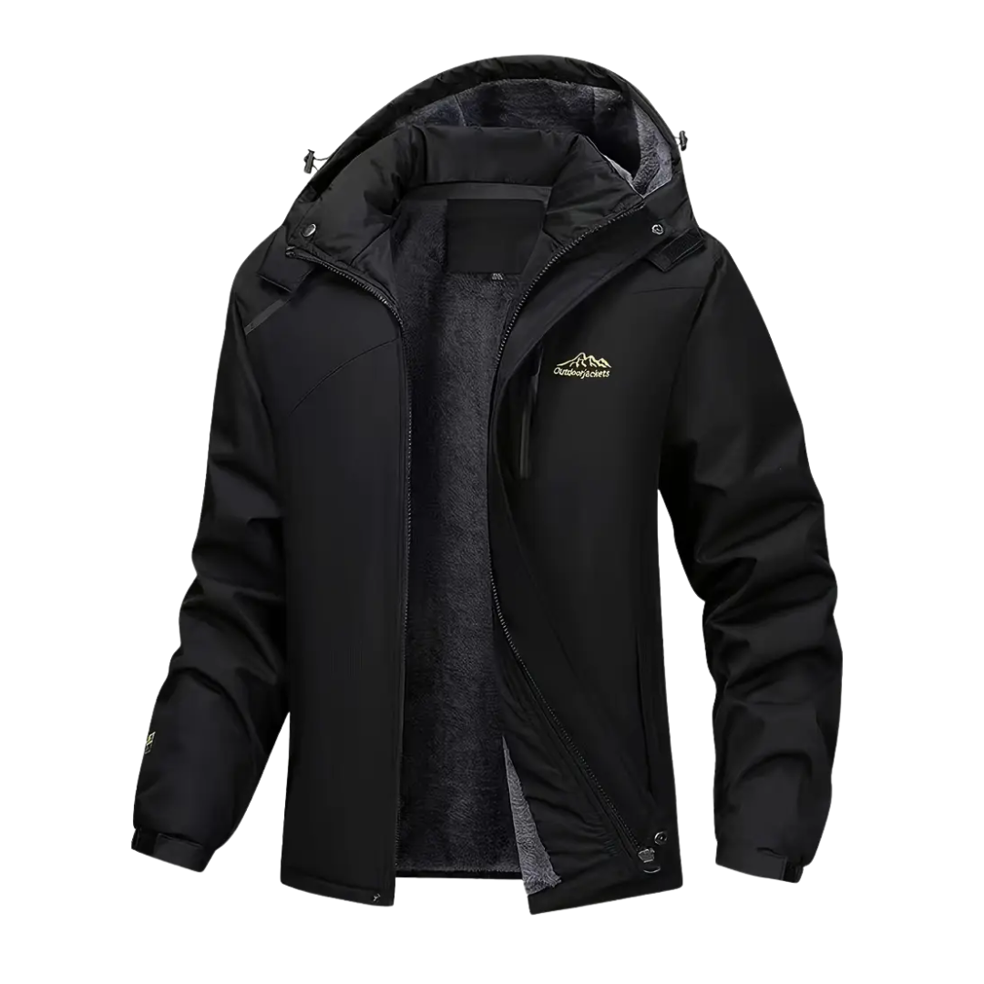 Varm herre vinterjakke – tyk plydsfor – vandtæt