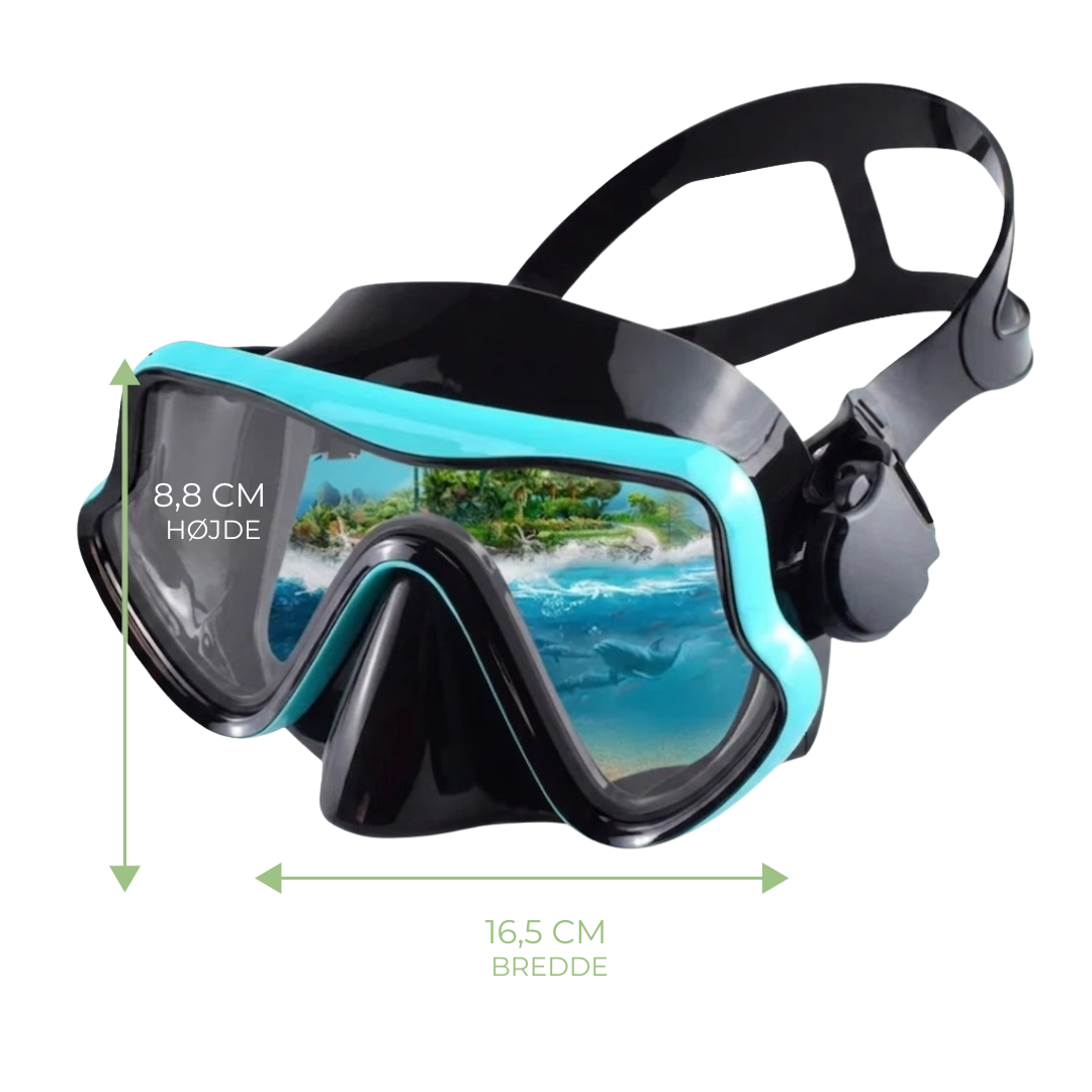 Snorkelsæt med maske – 180° HD udsyn, hærdet glas, lækagesikker