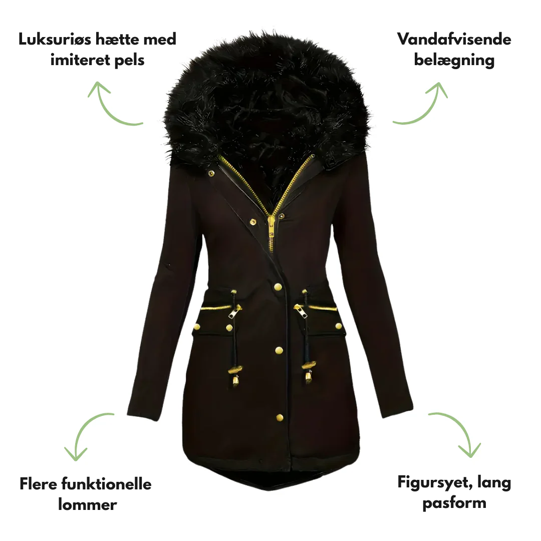 Dame vinterparka – termoforing – med hætte