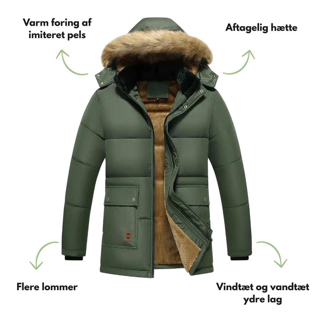 Herre vinterjakke – foret – vindtæt & vandtæt