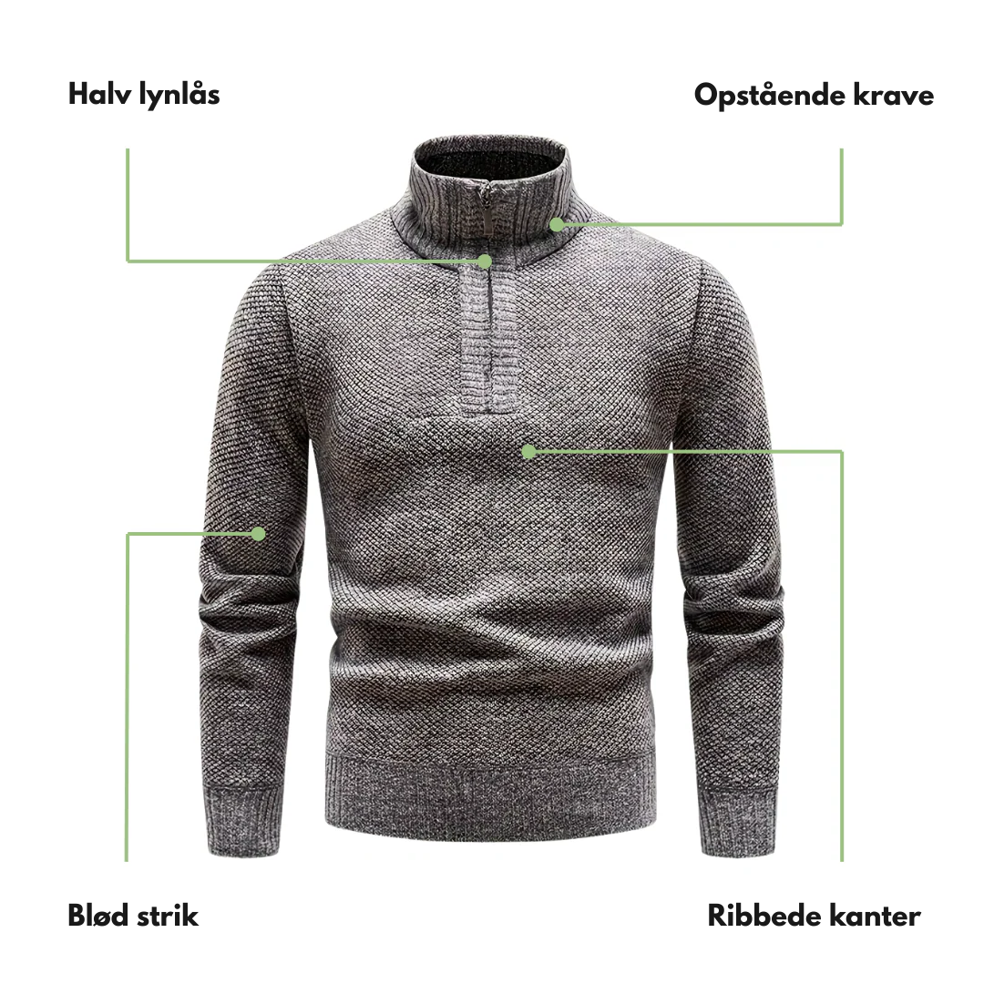 Strikket termo herretrøje – fleeceforing – vinter