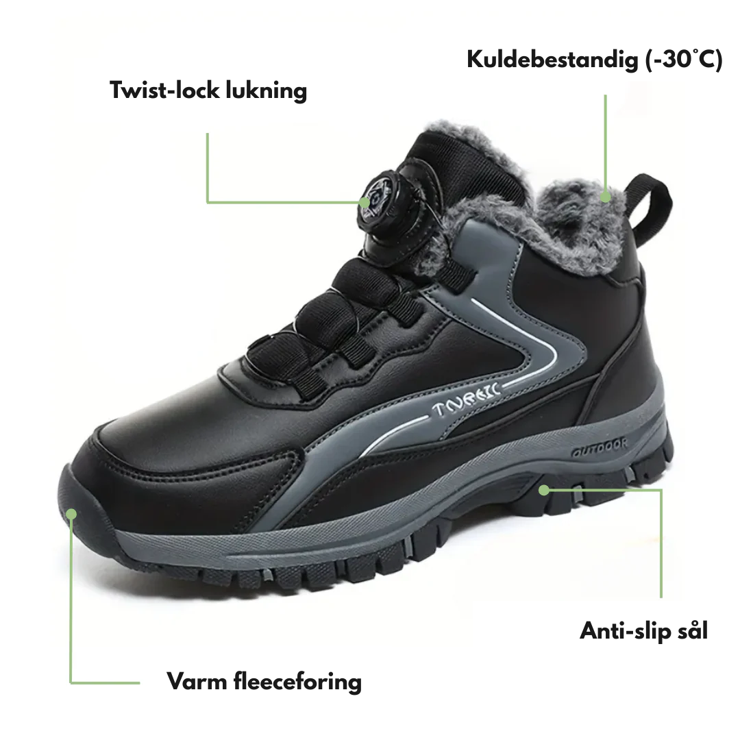 Herre Vinter Outdoor Sko – Fleeceforet – Skridsikker Sål
