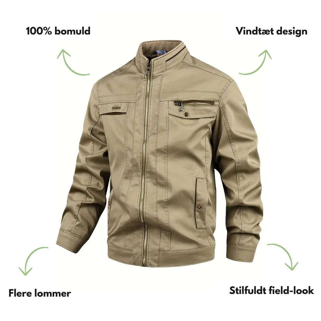 Herre bomulds efterårsjakke – vindtæt & casual – outdoor
