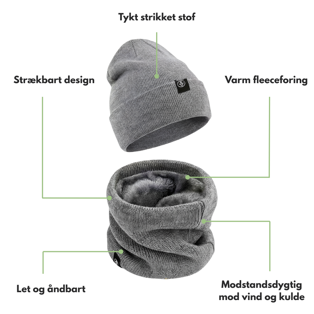 Vinterhue – Varm Tørklæde – Foret Strikket Sæt