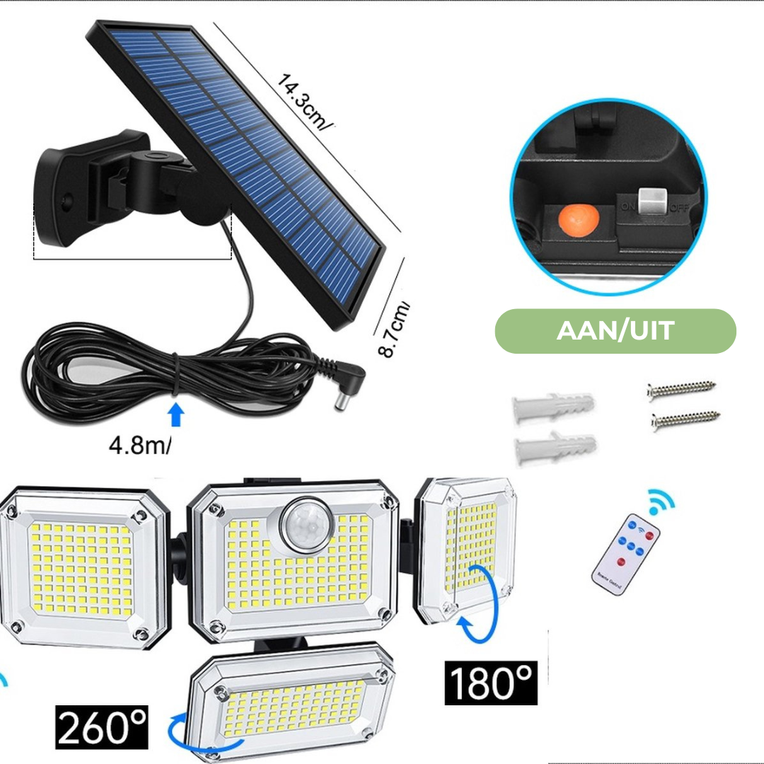 Utendørs solcellelampe - Bevegelsessensor - 333 LED