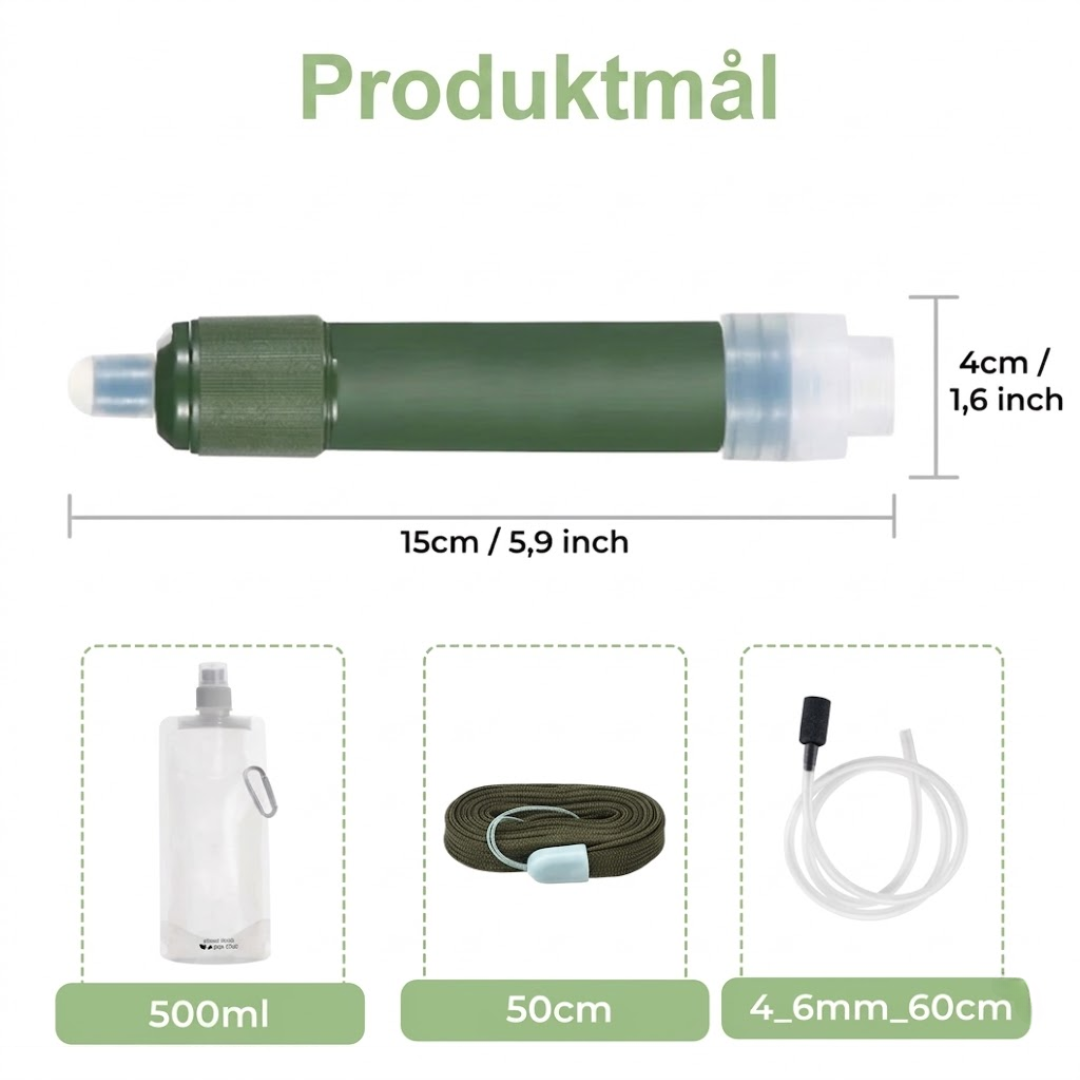 Vandfilter til Camping & Survival 4000L – Bærbart Nødvandfilter
