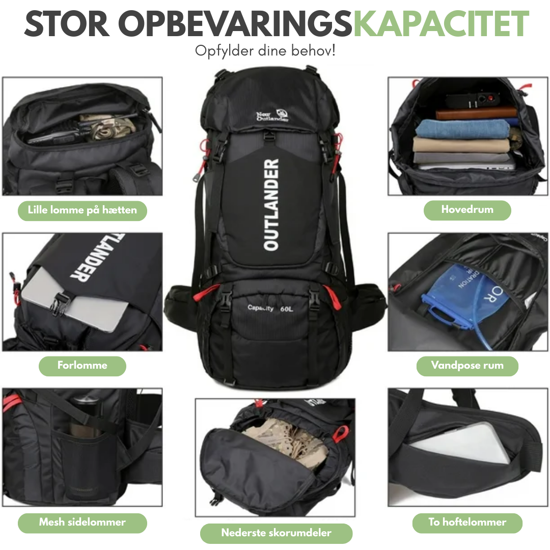 OutdoorHaven Trekkingrygsæk 60L - Vandtæt & Multifunktionel