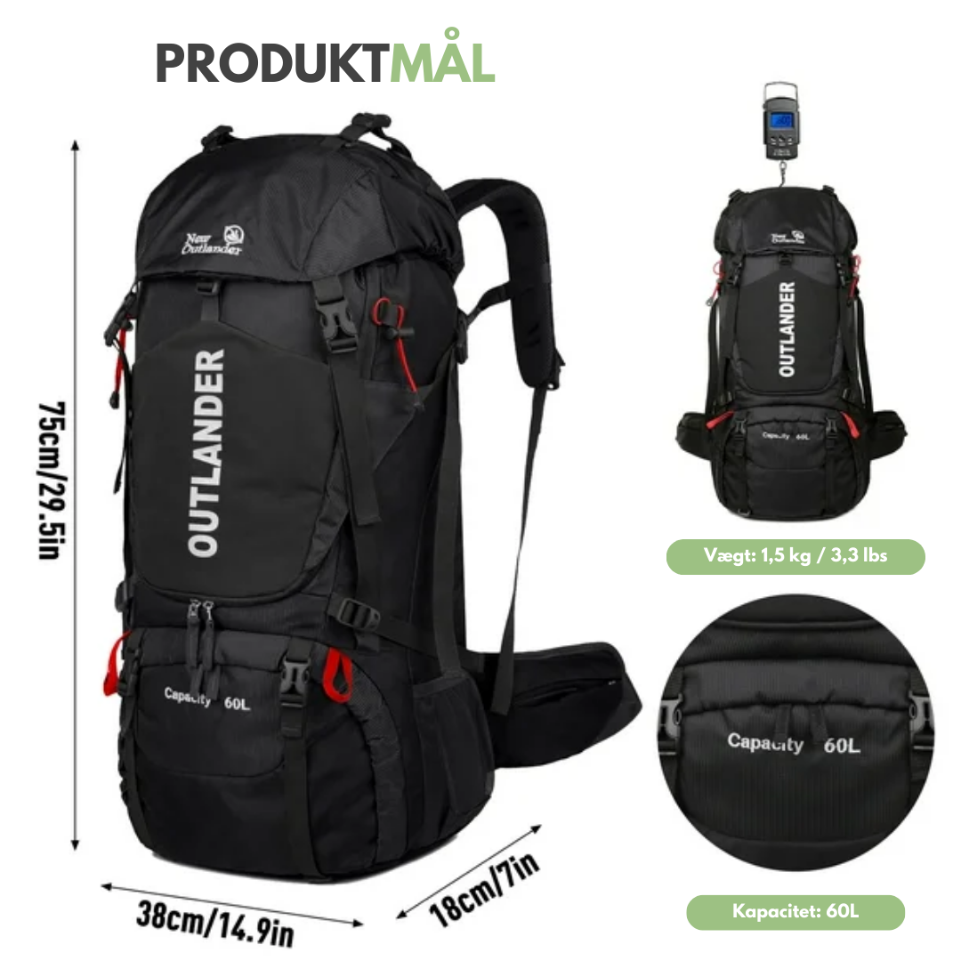 OutdoorHaven Trekkingrygsæk 60L - Vandtæt & Multifunktionel