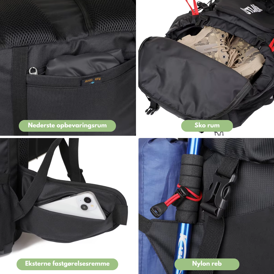 OutdoorHaven Trekkingrygsæk 60L - Vandtæt & Multifunktionel