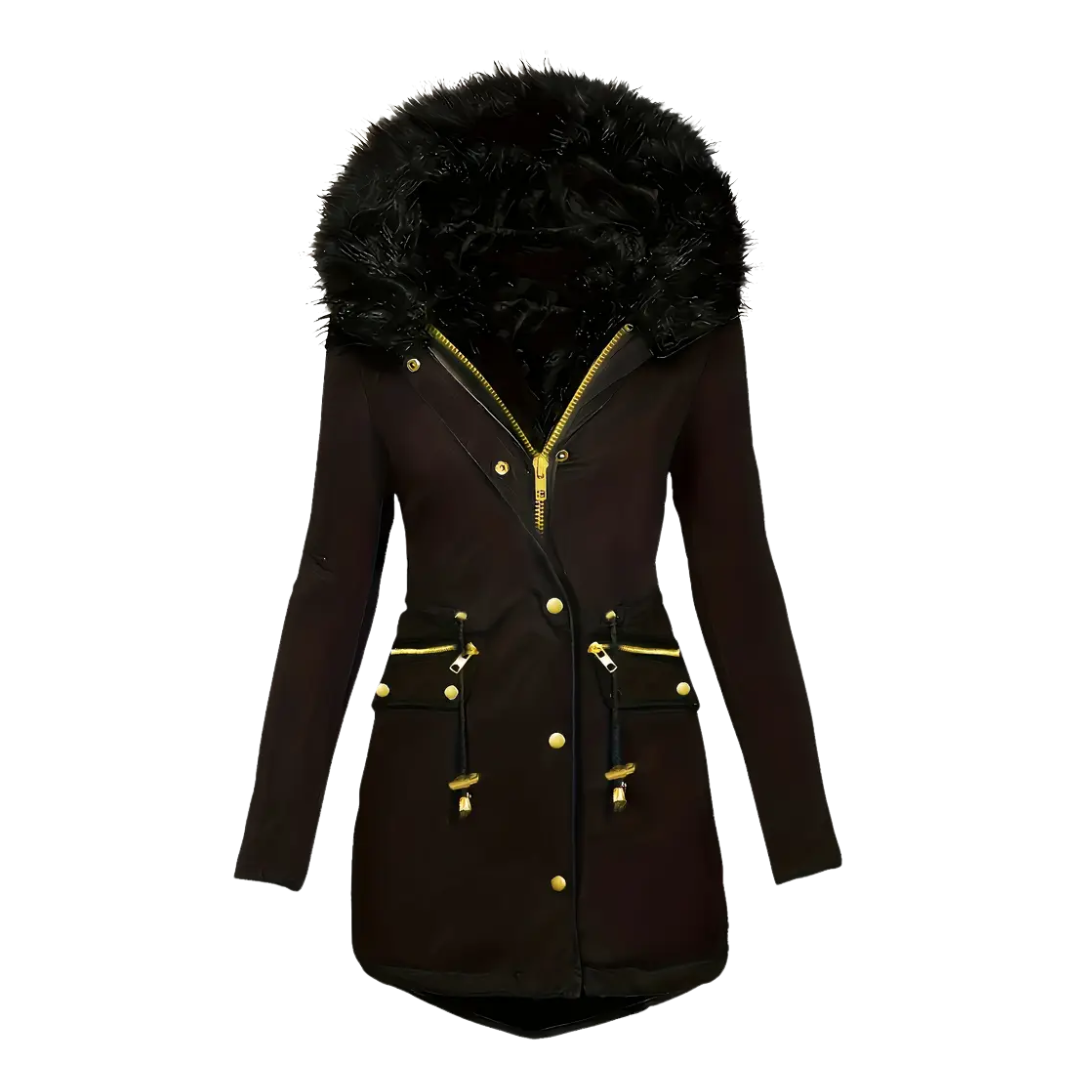 Dame vinterparka – termoforing – med hætte