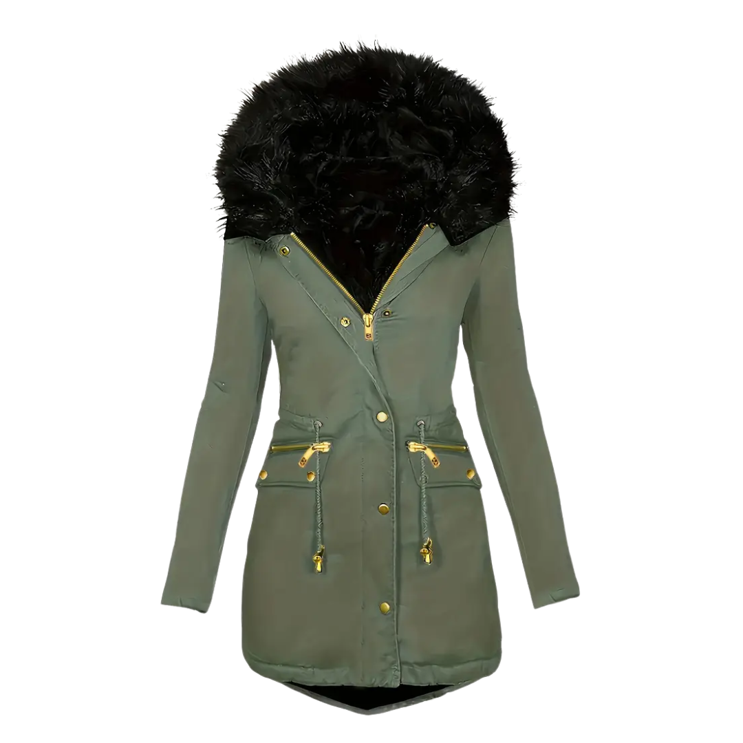 Dame vinterparka – termoforing – med hætte