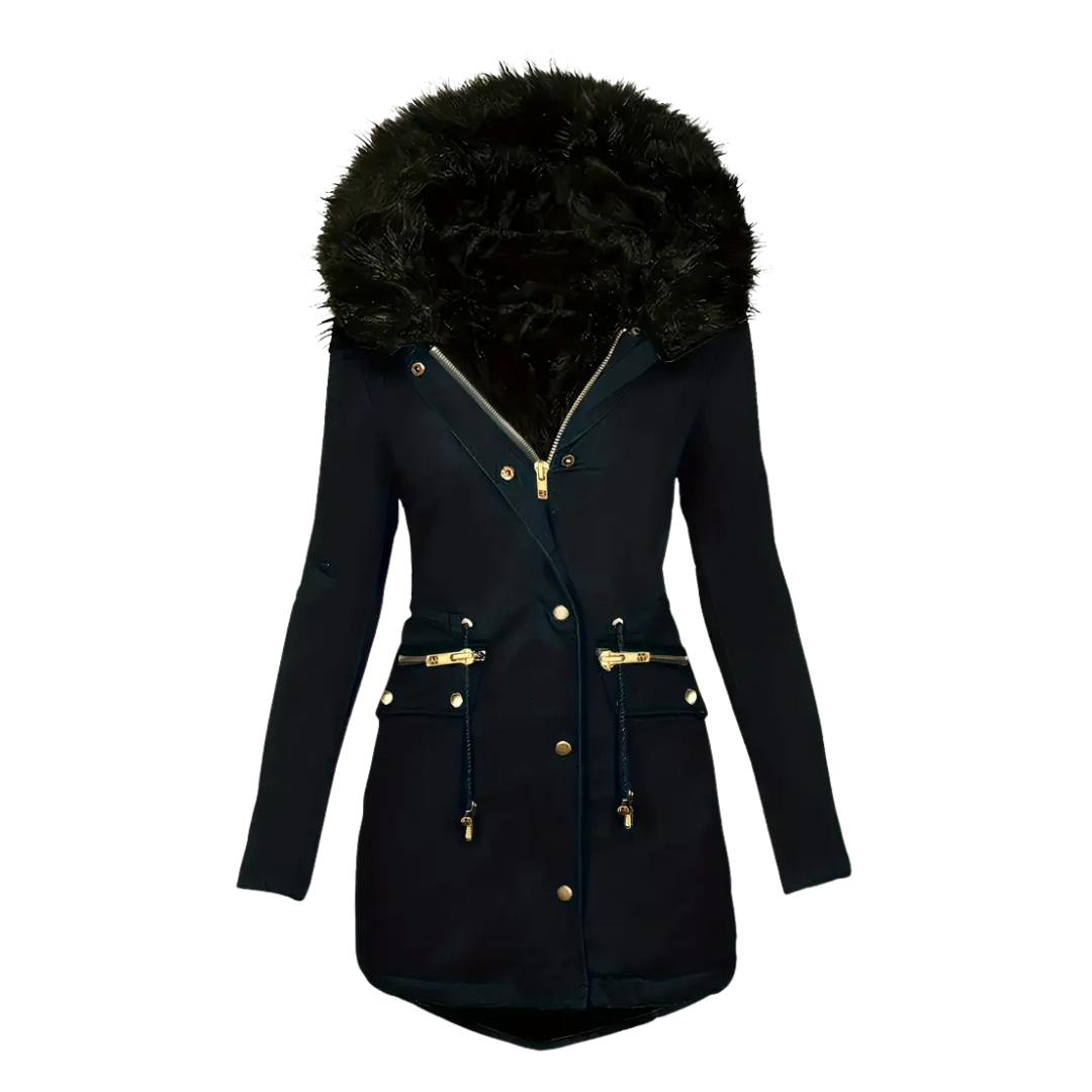 Dame vinterparka – termoforing – med hætte