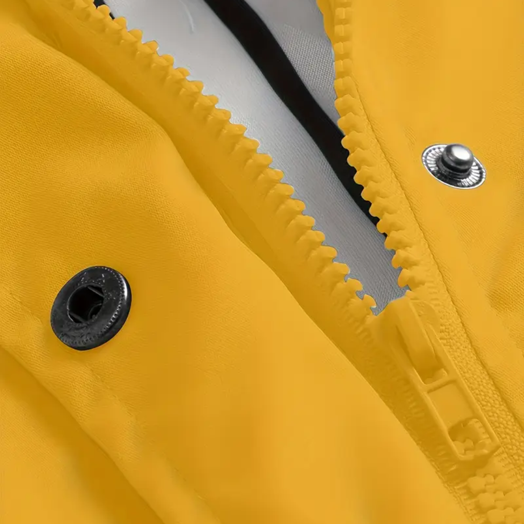 Dame vindtæt & vandtæt jakke – med hætte & klaplommer – efterår/vinter