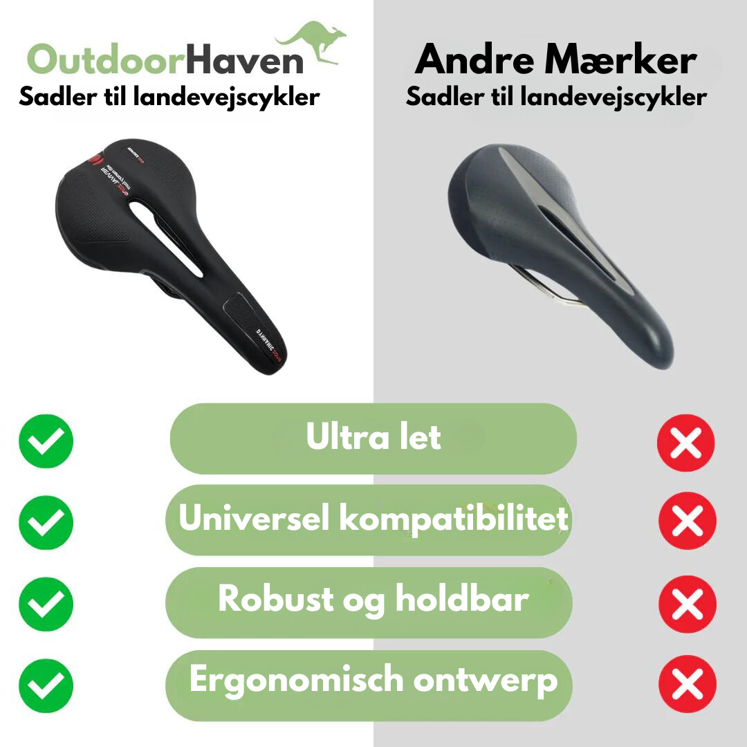 OutdoorHaven Ergonomisk cykelsadel - landevejscykler og mountainbikes