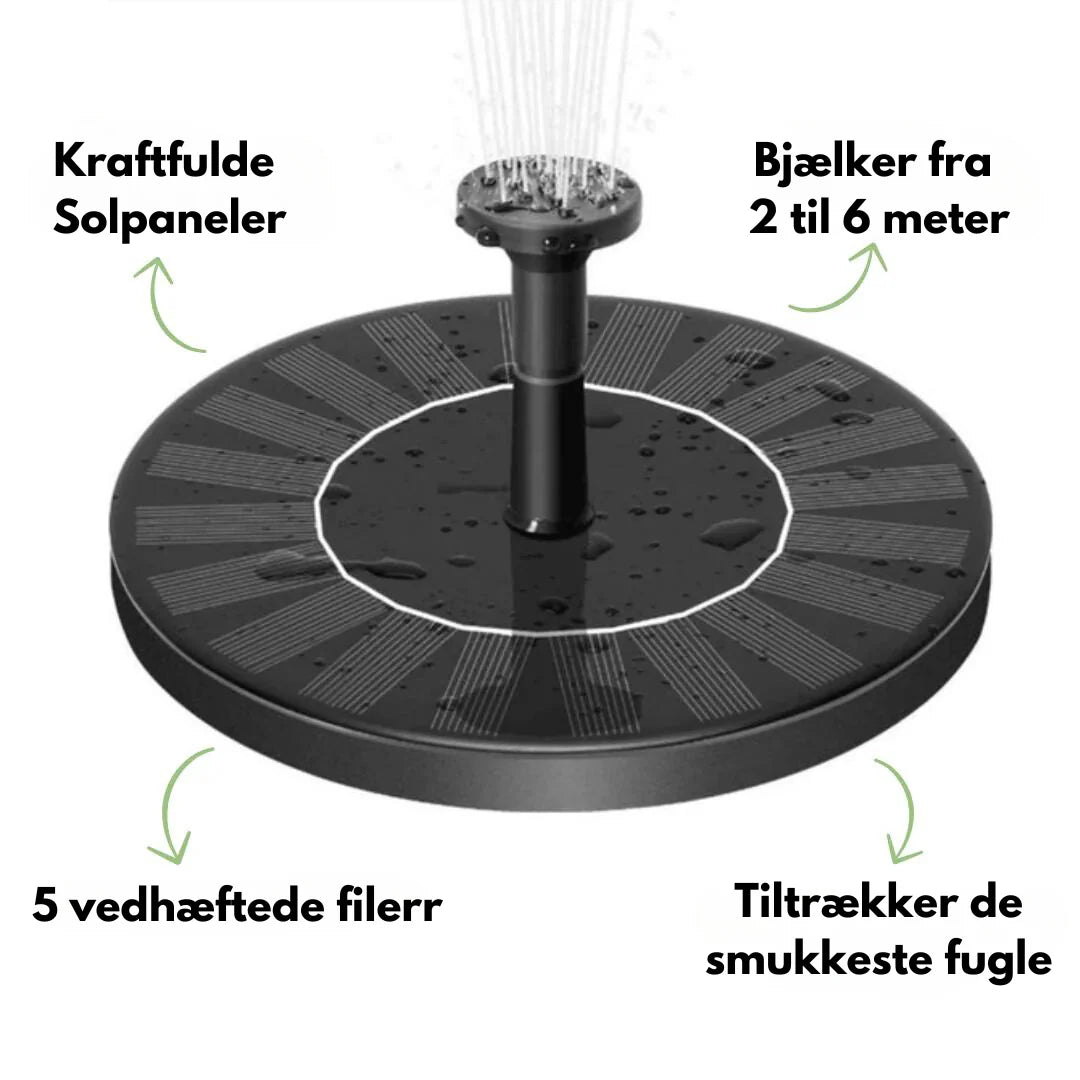 Solcelledrevet vannfontene | Tiltrekker fugler