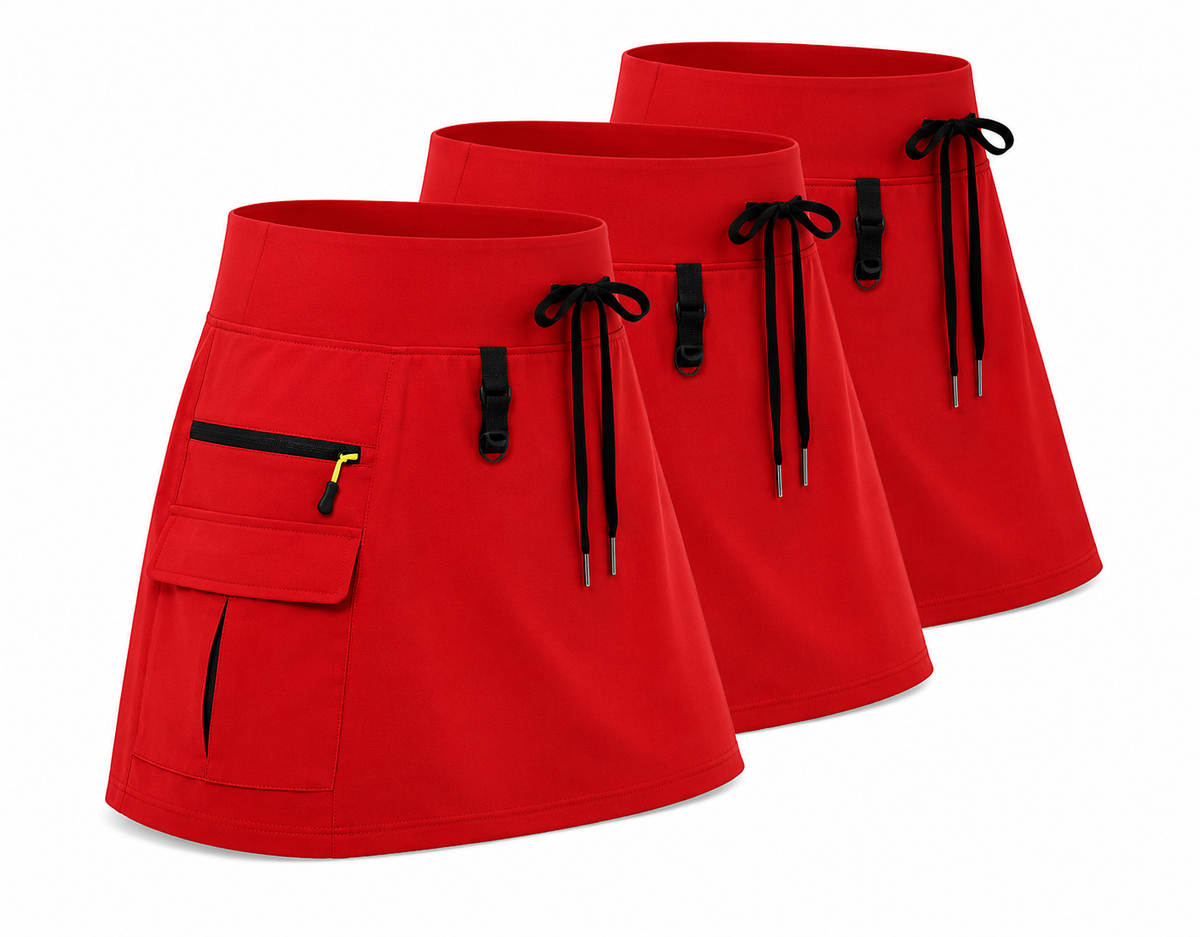 Dame Cargo Skort – Høj Talje – Indbygget Indershorts- 3 Pak