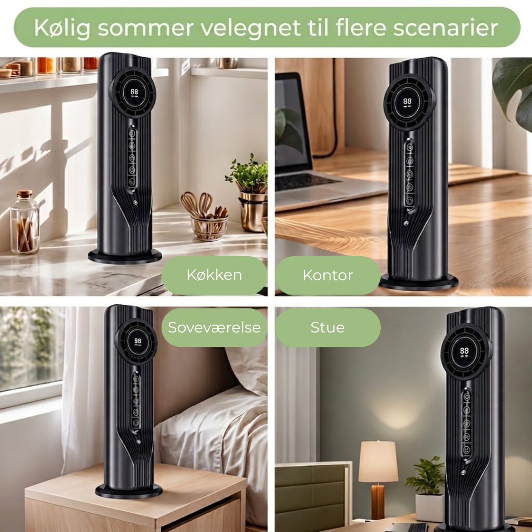 Tårnventilator & Luftfugter – USB, 6 Hastigheder & 6-Timers Timer