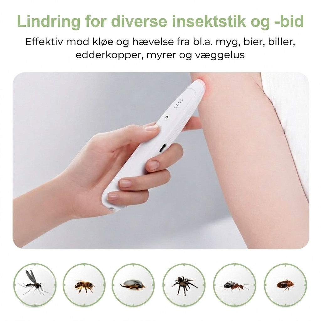 Pen mod Insektbid – Kemikaliefri Varmeterapi – USB-Genopladelig