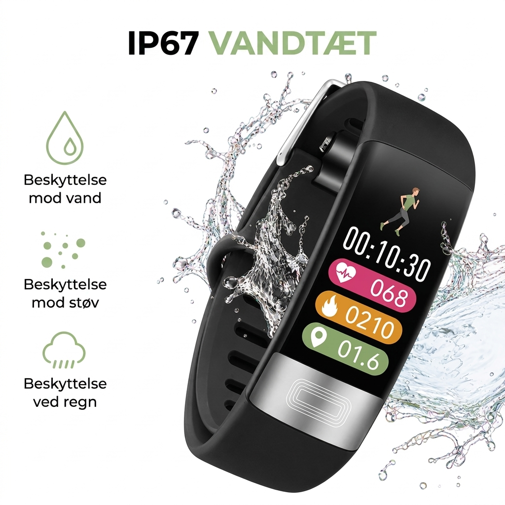 Smartwatch med EKG, Blodtryks- & Søvnregistrering – HealthBand