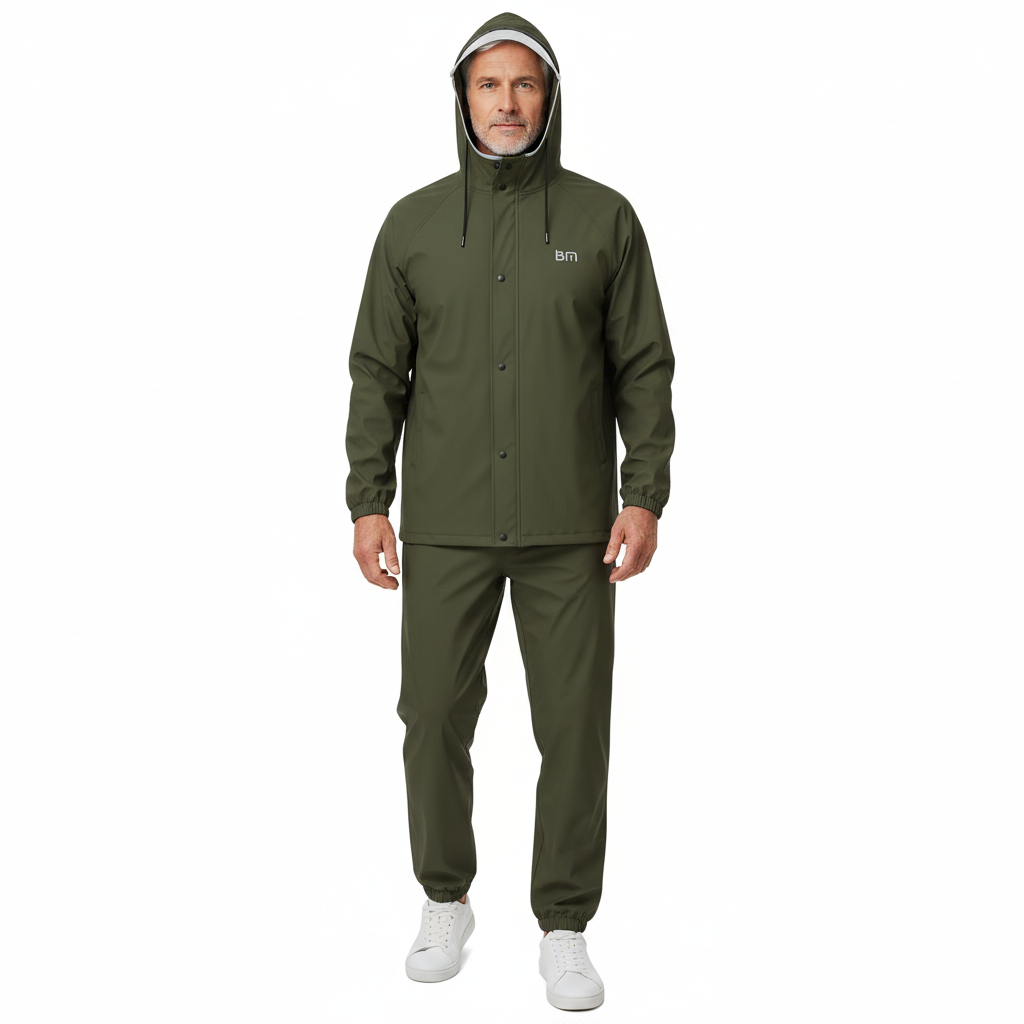 Herre Regnsæt – Vandtæt Jakke – Med Hætte Sæt