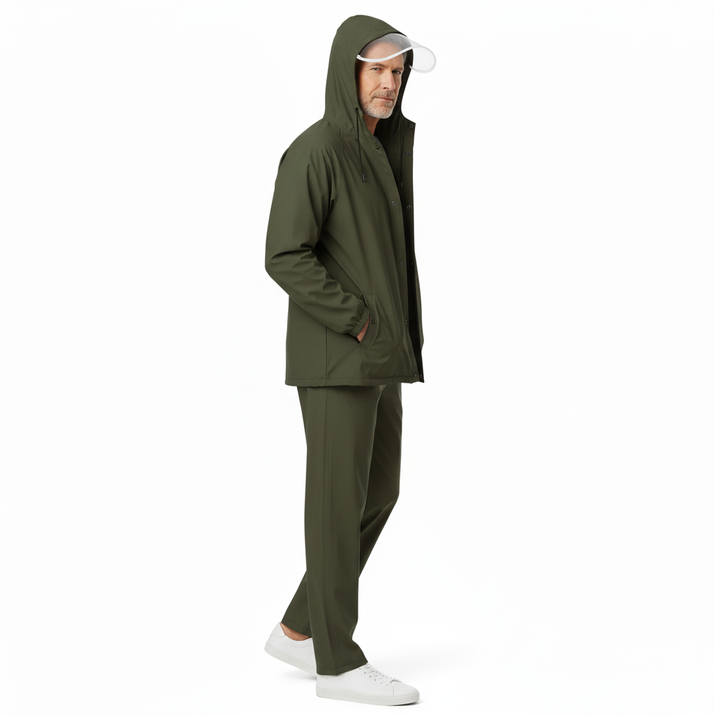 Herre Regnsæt – Vandtæt Jakke – Med Hætte Sæt