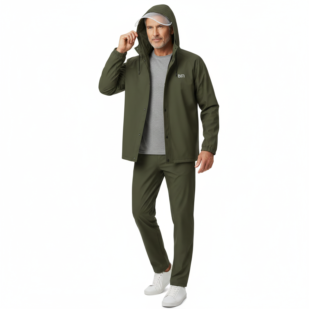 Herre Regnsæt – Vandtæt Jakke – Med Hætte Sæt