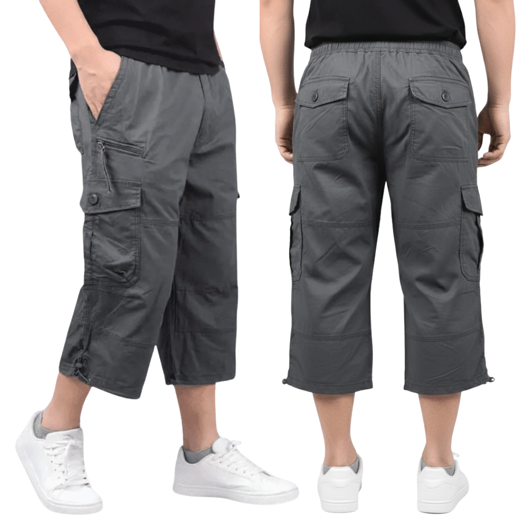 Men’s Cargo Shorts – Elastic Waist – Multi-Pocket
