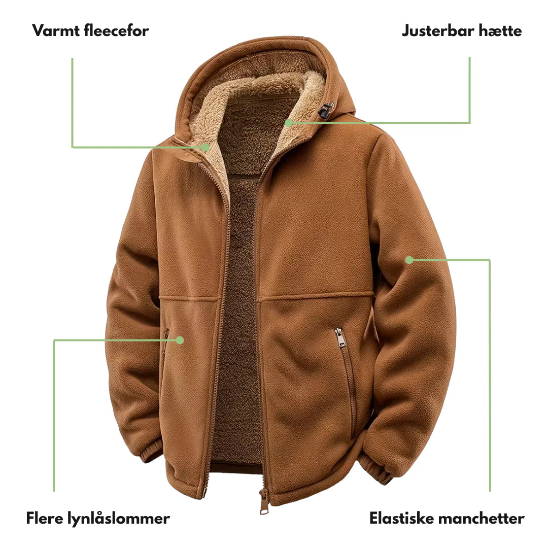 Herre Vinterjakke – Fleece – Full Glidelås med Hetta