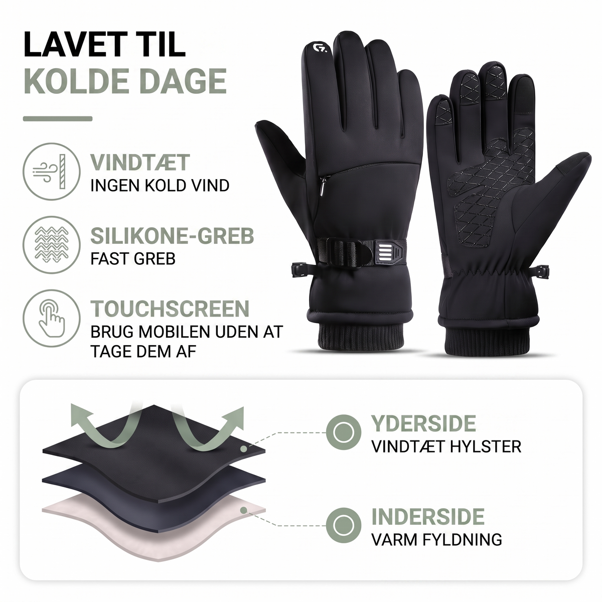 Touchscreen-kuppen på skihandsken