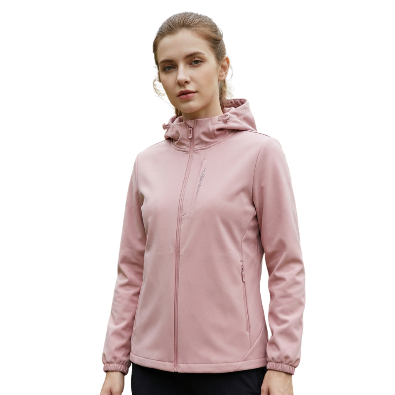 Overgangsjakke dame i lilla på model udendørs