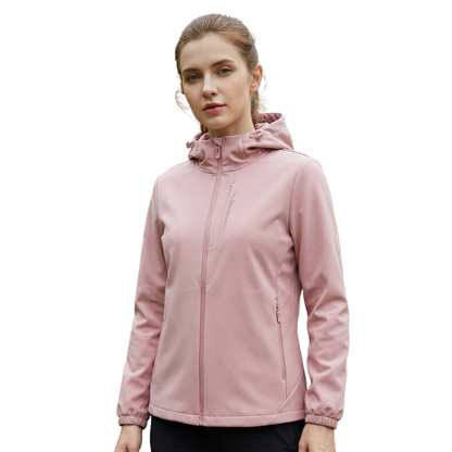 Overgangsjakke dame i lilla på model udendørs