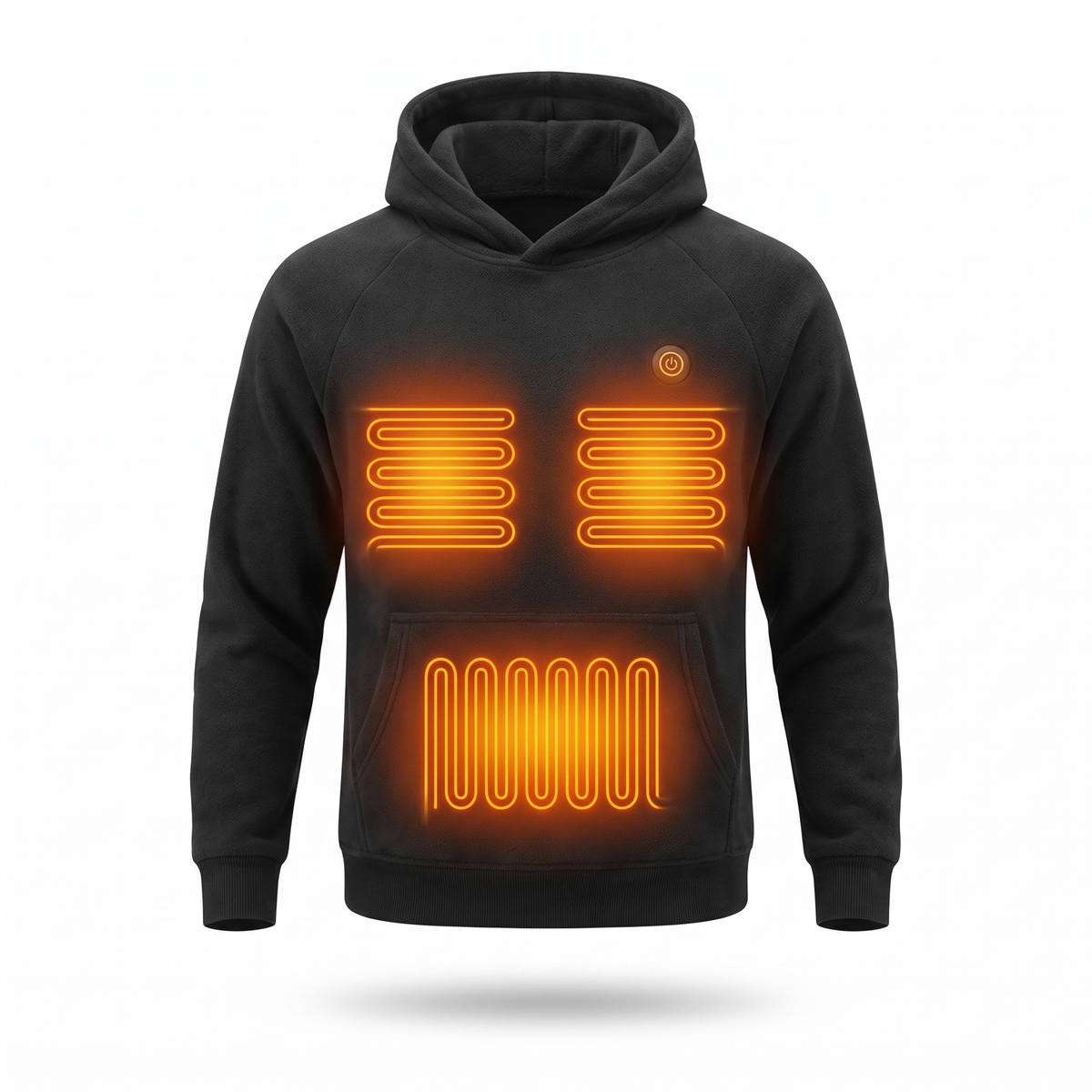 Heated hoodie i sort på model