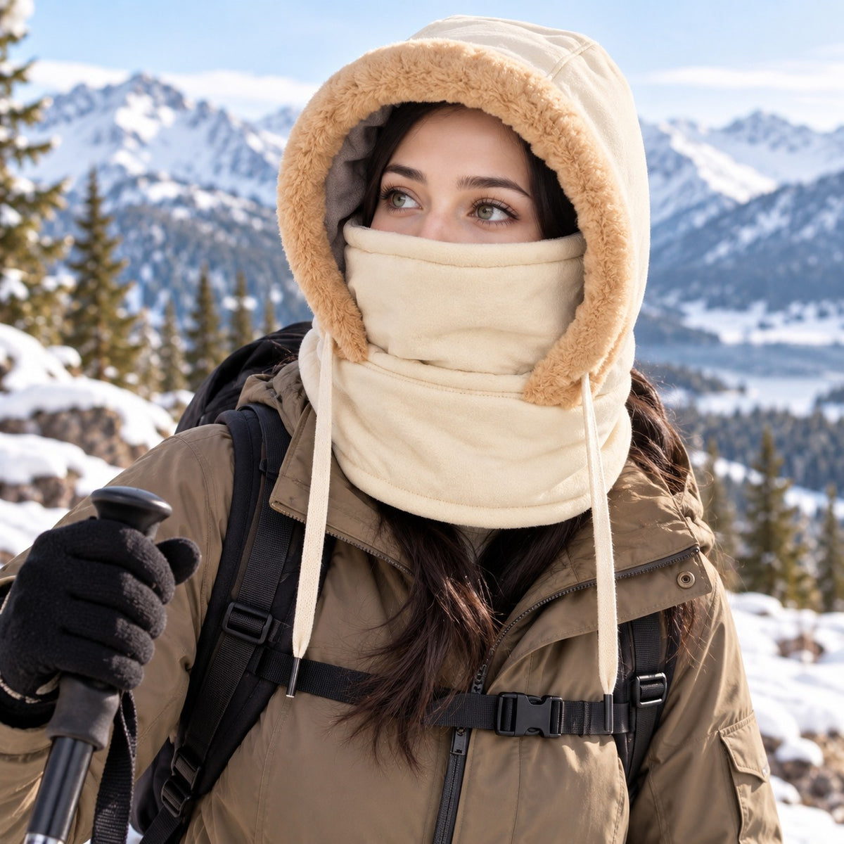 Balaclava Hue - Vinterhue med Plysfoer og Ansigtsbeskyttelse - Justerbar – 9