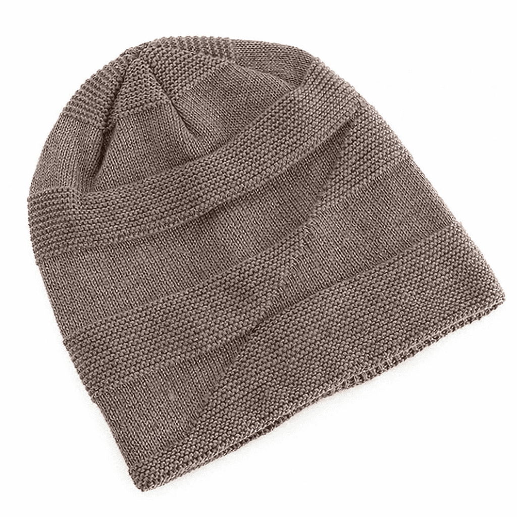 Slouchy strikhue i taupe – strikmønster set ovenfra