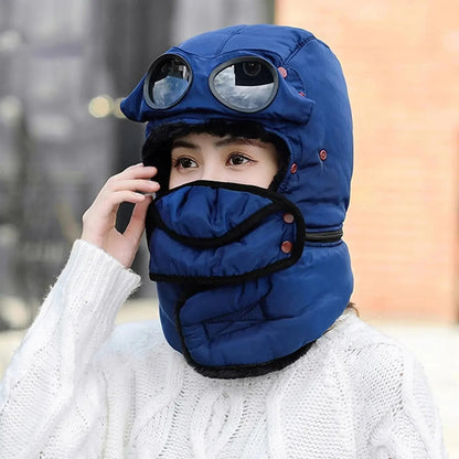 Hue med øreklapper - Elefanthue til voksne med maske og briller - Foret – 6