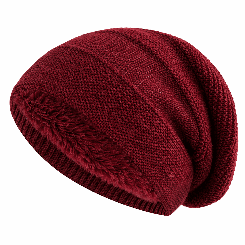 Beanie hue med fleecefor i mørkerød