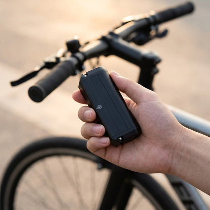 Cykellygte LED kompakt i hånden foran cyklen