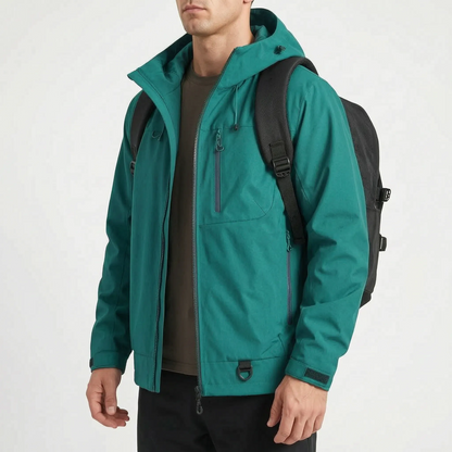 Regnjakke unisex i sort set forfra