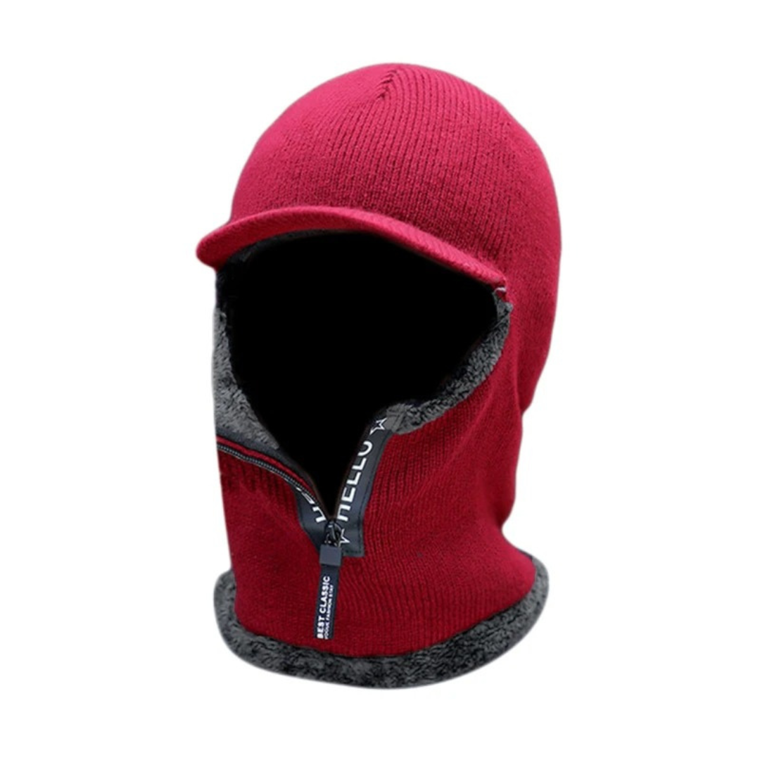 Balaclava i bordeaux set fra siden