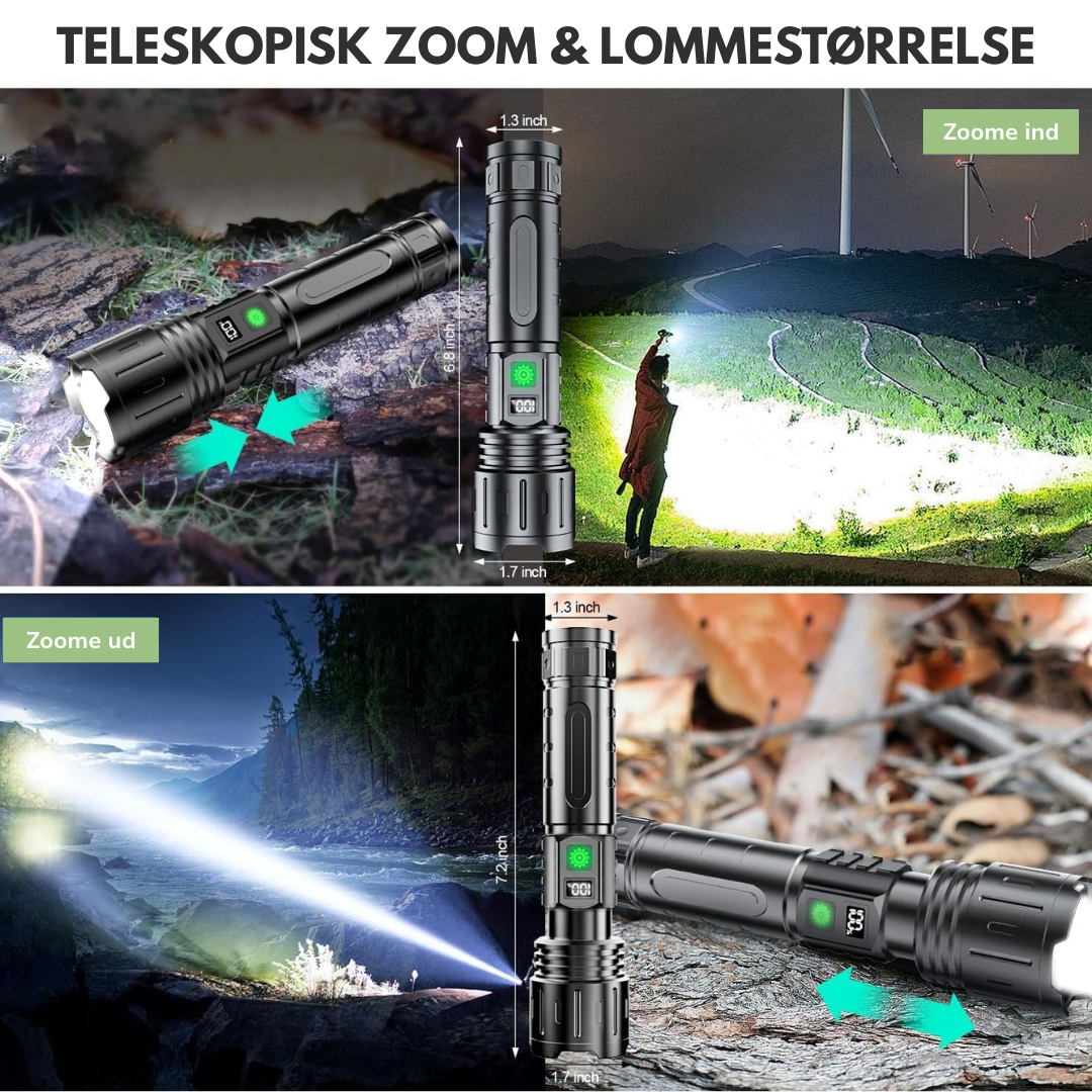 Lommelygte – Kraftigste LED – 100.000 Lumen