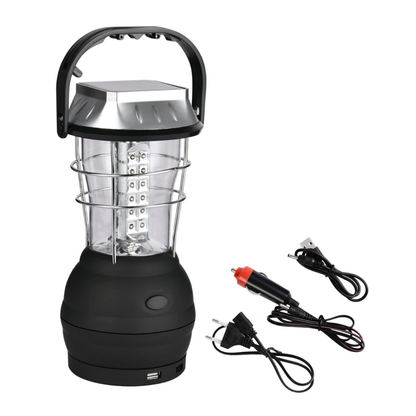 Bærbar Campinglampe – LED – Solenergi & Håndsving