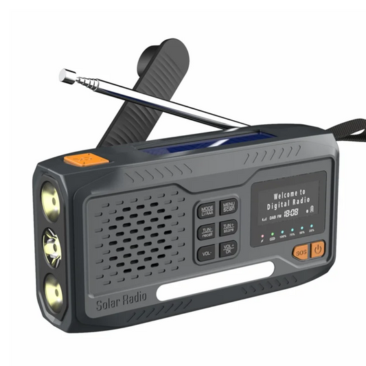 DAB/FM Nødradio 4500mAh – Solenergi & Håndsving