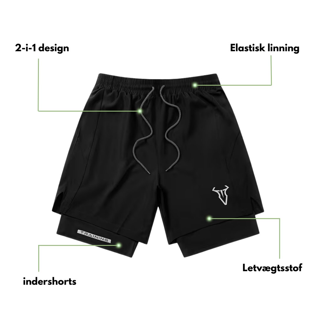 Herre sportshorts – geometrisk design & sidelommer