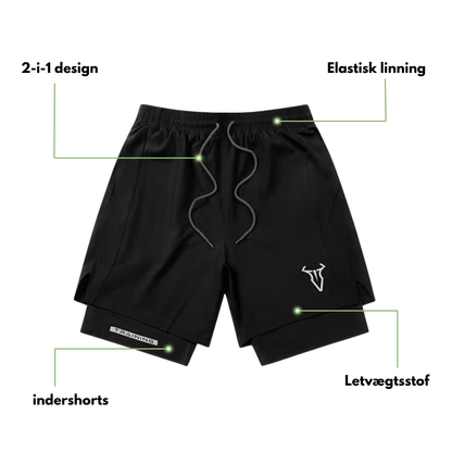 Herre sportshorts – geometrisk design & sidelommer