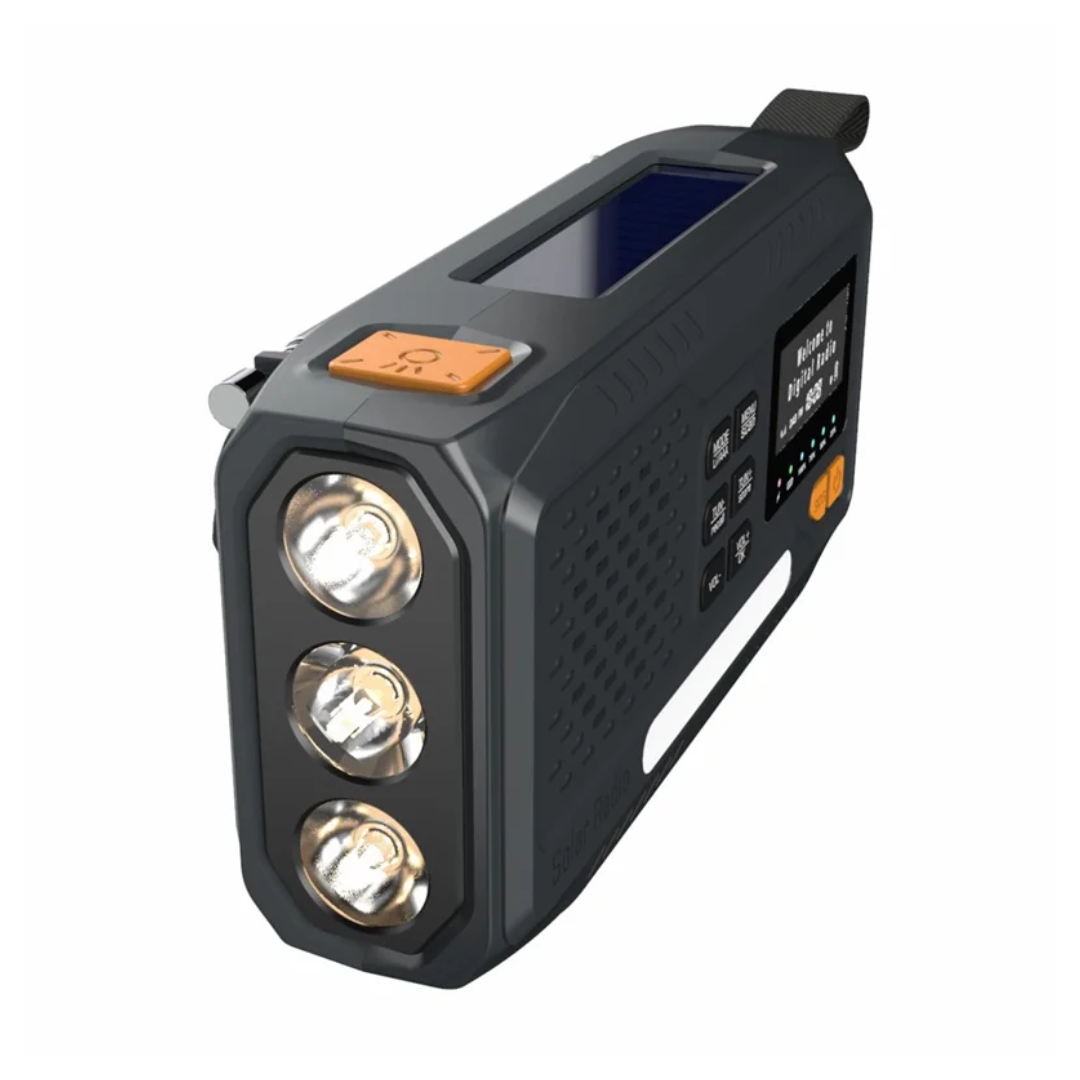DAB/FM Nødradio 4500mAh – Solenergi & Håndsving