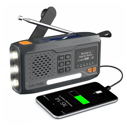DAB/FM Nødradio 4500mAh – Solenergi & Håndsving