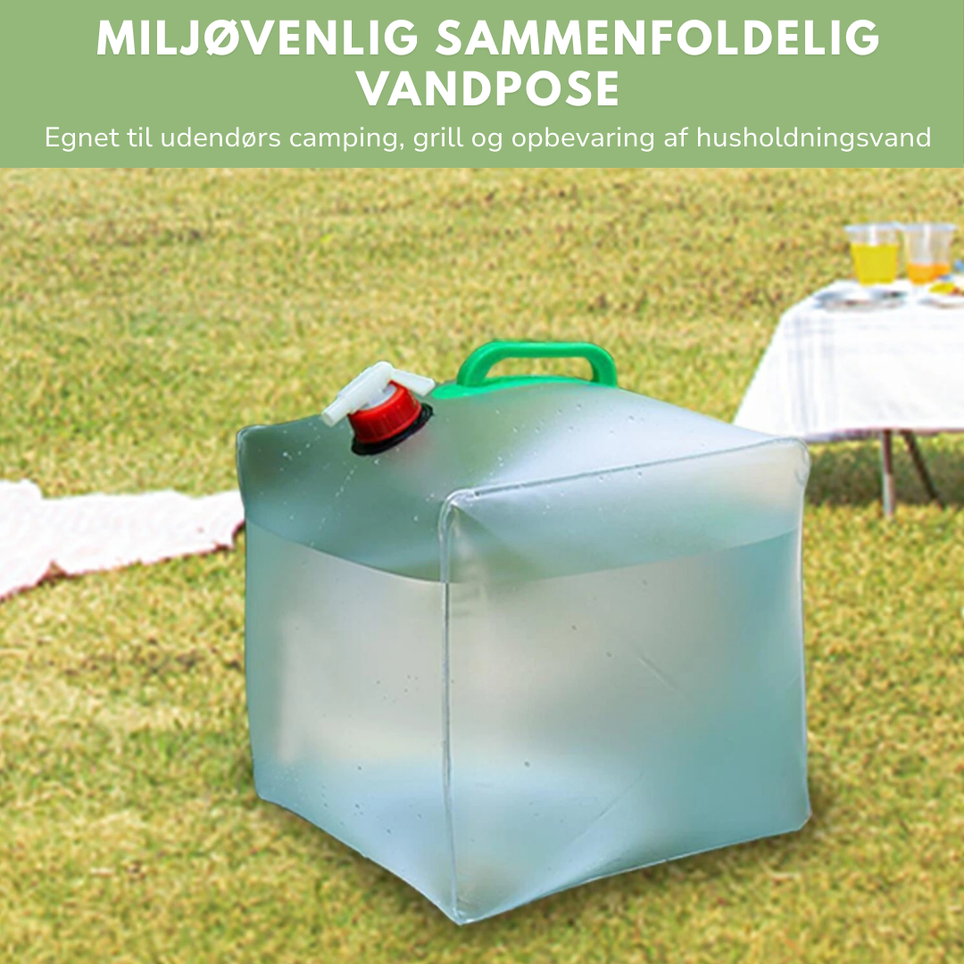 Sammenfoldelig vandpose 10L – Bærbar – Camping & Nødbrug