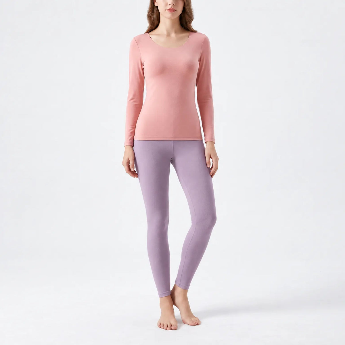 Termoundertøj dame Lavendel, leggings – på model på lys baggrund