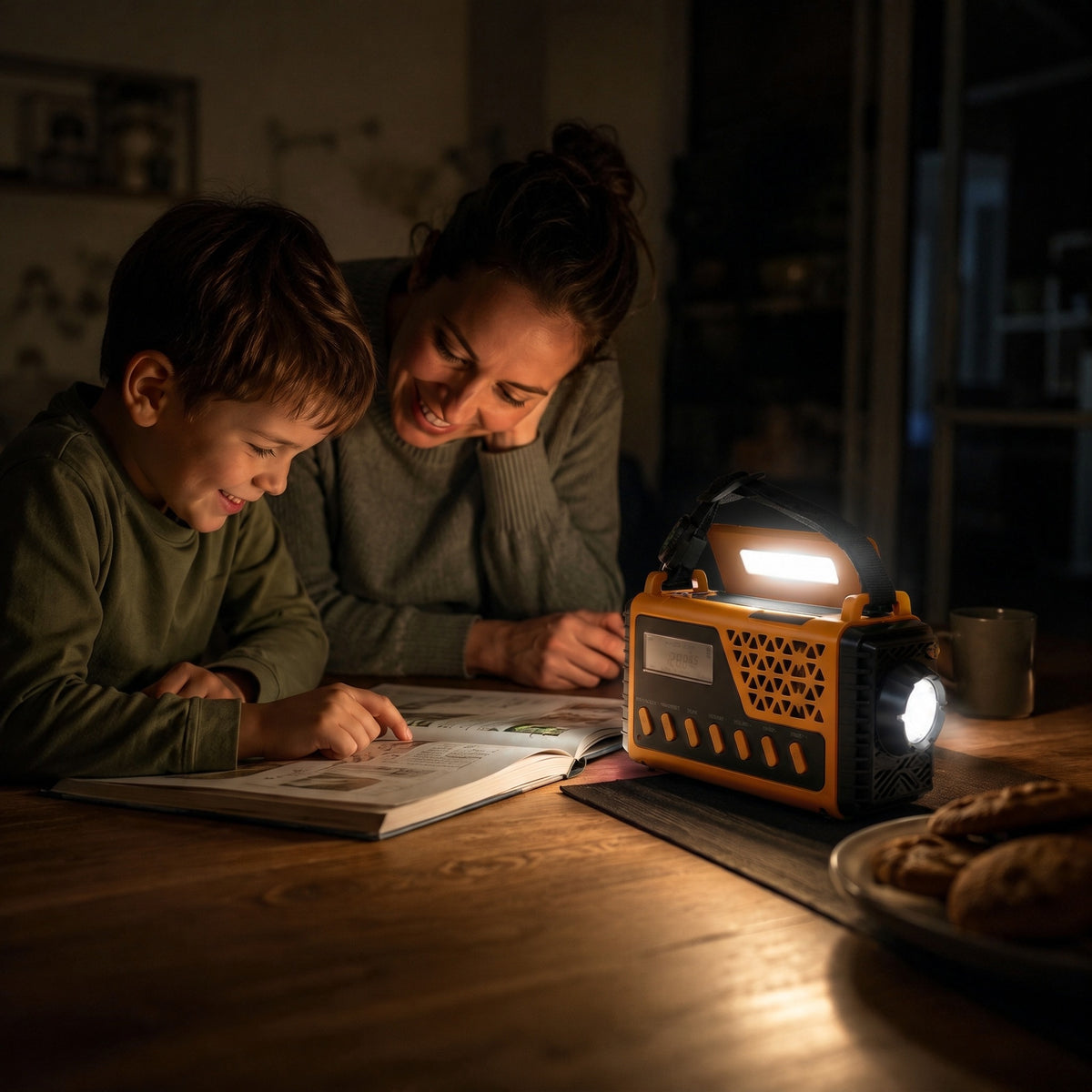 Nødradio med Håndsving & Solcelle – Kraftig 8.000 mAh Powerbank – Lommelygte & SOS